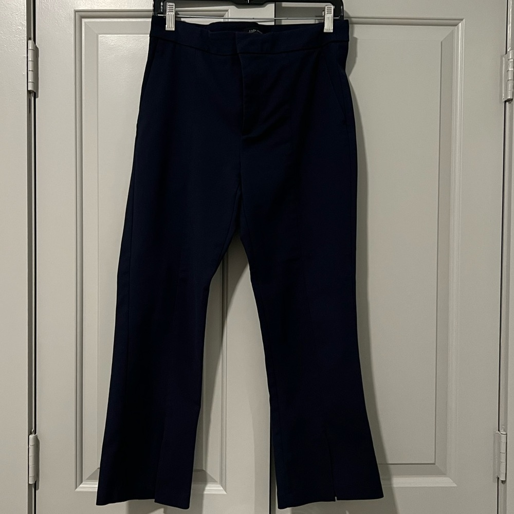 ZARA Navy Split-Hem Trouser